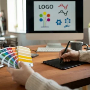 Diseñador gráfico creando una marca